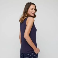 Sash & Rose Women's Everyday Cotton Rib Tank Top Navy -Savannah Shop BP634813006 navy nav 2