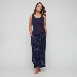 Sash & Rose Women's Everyday Cotton Rib Tank Top Navy -Savannah Shop BP634813006 navy nav