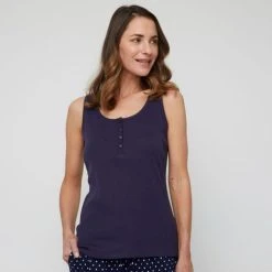 Sash & Rose Women's Everyday Cotton Rib Tank Top Navy