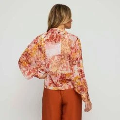 JB Jayson Brunsdon Tie Front Kimono Top Sunset -Savannah Shop BP634847001 sunset mor 2