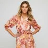 JB Jayson Brunsdon Wrap Front Midi Dress Sunset 10 -Savannah Shop BP634848001 sunset mor 5