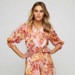 JB Jayson Brunsdon Wrap Front Midi Dress Sunset 10