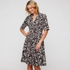 Khoko Smart V Neck Fit & Flare Jersey Dress Jasmin -Savannah Shop BP634851001 jasmin