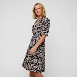 Khoko Smart V Neck Fit & Flare Jersey Dress Jasmin -Savannah Shop BP634851001 jasmin 4