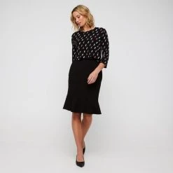 Khoko Smart Pleat Basque Jersey Top Black & Print -Savannah Shop BP634864001 blk prn 4