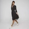 Khoko Smart V Neck F/Flare 3/4 Sleeve Dress Black & Print 2 Khoko Smart V Neck F/Flare 3/4 Sleeve Dress Black & Print -Savannah Shop BP634865001 blk prn 5