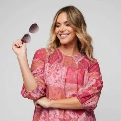 Leona Edmiston Ruby Balloon Sleeve Tunic Dress Pink & Orange