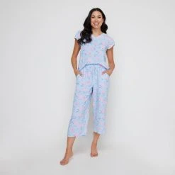 Sash & Rose Classics Woven Viscose Pyjama Set Hydrangea -Savannah Shop BP636686001 hydrangea