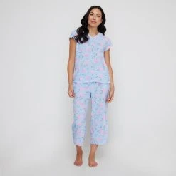Sash & Rose Classics Woven Viscose Pyjama Set Hydrangea -Savannah Shop BP636686001 hydrangea 3
