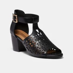 Savannah Kiera Laser Cut Block Heel Black -Savannah Shop BP639526001 black 2