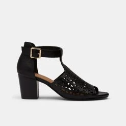 Savannah Kiera Laser Cut Block Heel Black -Savannah Shop BP639526001 black