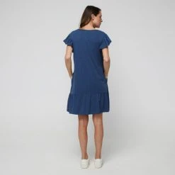 Khoko Collection Cotton Slub Ruffle Sleeve Dress Denim -Savannah Shop BP639775006 denim 2