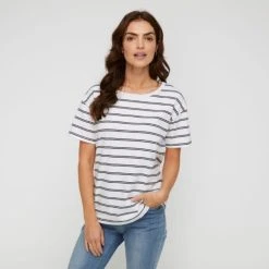 KHOKO COLLECTION COTTON SLUB TEE -Savannah Shop BP639777001 stripe msc