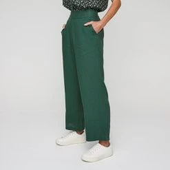 Khoko Smart Women's Linen Wide Leg Button Trim Moss Pant Moss 20 Khoko Smart Women's Linen Wide Leg Button Trim Moss Pant Moss -Savannah Shop BP639939001 moss 10