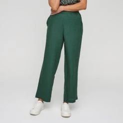 Khoko Smart Women's Linen Wide Leg Button Trim Moss Pant Moss 15 Khoko Smart Women's Linen Wide Leg Button Trim Moss Pant Moss -Savannah Shop BP639939001 moss 6