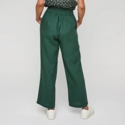 Khoko Smart Women's Linen Wide Leg Button Trim Moss Pant Moss 14 Khoko Smart Women's Linen Wide Leg Button Trim Moss Pant Moss -Savannah Shop BP639939001 moss 7