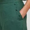 Khoko Smart Women's Linen Wide Leg Button Trim Moss Pant Moss -Savannah Shop BP639939001 moss 9