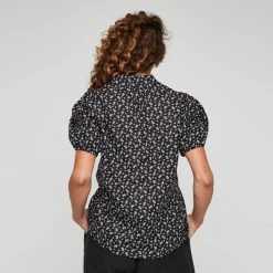 Khoko Smart Women's Linen Black Ditsy Blouse Black -Savannah Shop BP640082001 black 2