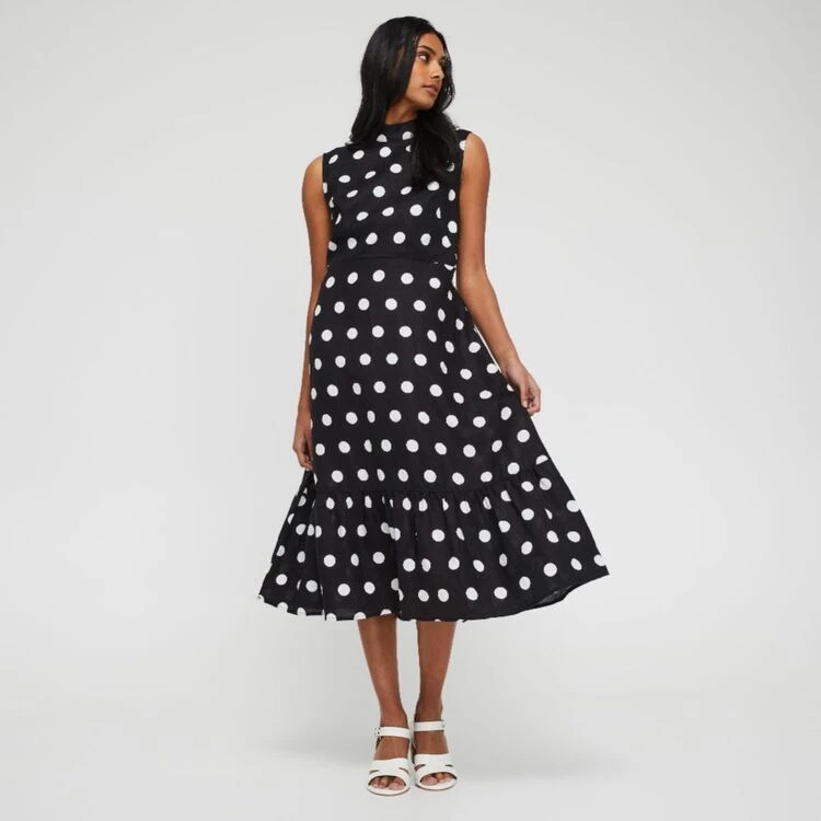 Leona Edmiston Ruby Women's Linen Key Hole Midi Spot Print Dress Spot Print 7 Leona Edmiston Ruby Women's Linen Key Hole Midi Spot Print Dress Spot Print - Image 5