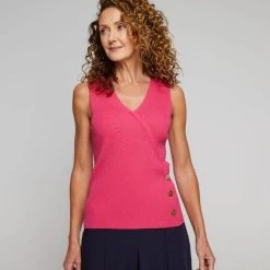 Jane Lamerton Cross Front Knit Top Cyclamen -Savannah Shop BP640558001 cyclamen