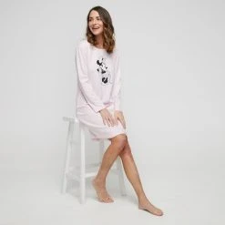 Disney Minnie Mouse Women's Long Sleeve Jersey Nightie Pink -Savannah Shop BP640949003 pink 2
