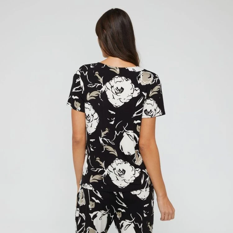 Jane Lamerton Women's Moonflower Sleep Tee Black & Print 6 Jane Lamerton Women's Moonflower Sleep Tee Black & Print - Image 4