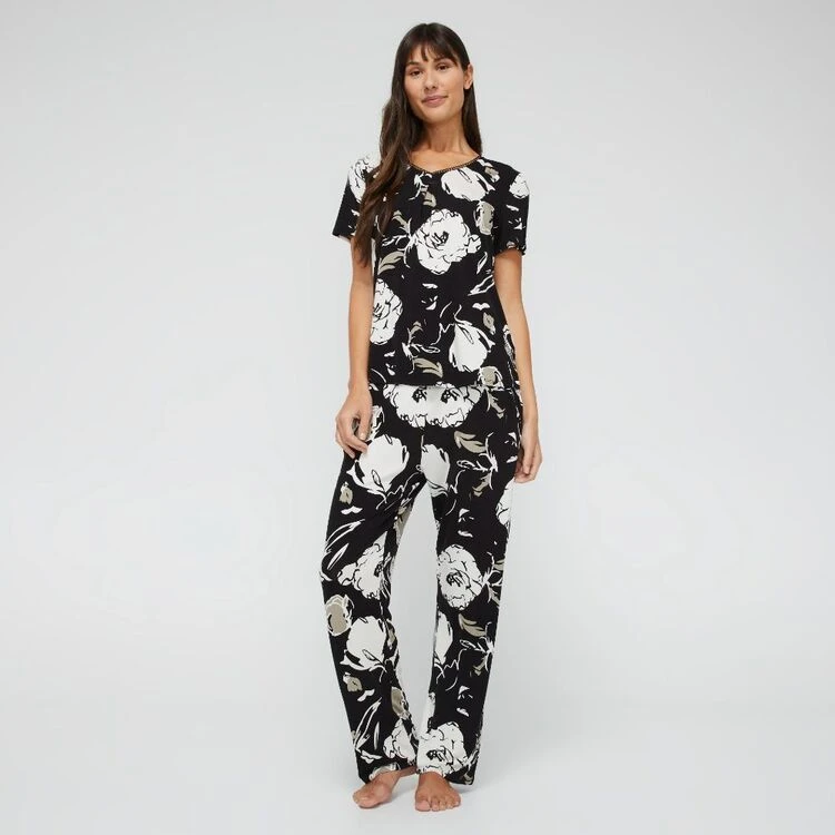 Jane Lamerton Women's Moonflower Sleep Tee Black & Print 5 Jane Lamerton Women's Moonflower Sleep Tee Black & Print - Image 3