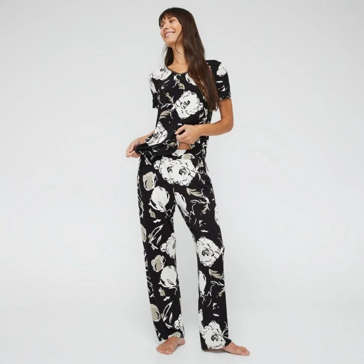 Jane Lamerton Women's Moonflower Sleep Tee Black & Print 4 Jane Lamerton Women's Moonflower Sleep Tee Black & Print - Image 2