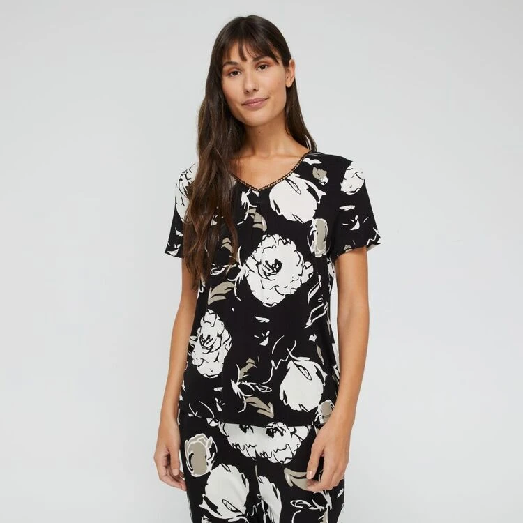 Jane Lamerton Women's Moonflower Sleep Tee Black & Print 7 Jane Lamerton Women's Moonflower Sleep Tee Black & Print - Image 5