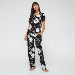 Jane Lamerton Women's Moonflower Sleep Pant Black & Print 9 Jane Lamerton Women's Moonflower Sleep Pant Black & Print -Savannah Shop BP641010005 blk prn 3