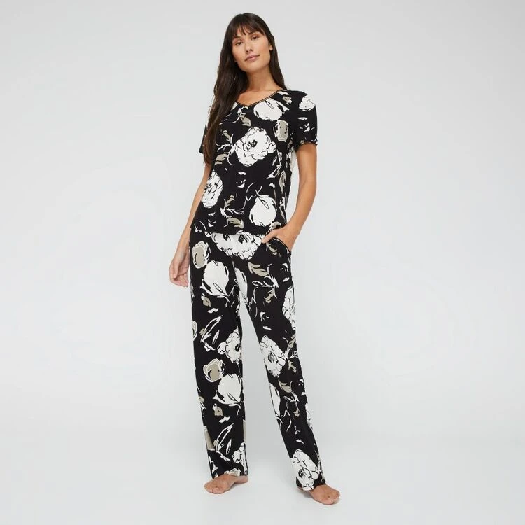 Jane Lamerton Women's Moonflower Sleep Pant Black & Print 5 Jane Lamerton Women's Moonflower Sleep Pant Black & Print - Image 3