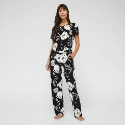 Jane Lamerton Women's Moonflower Sleep Pant Black & Print