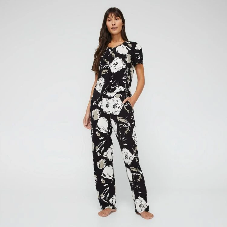 Jane Lamerton Women's Moonflower Sleep Pant Black & Print 3 Jane Lamerton Women's Moonflower Sleep Pant Black & Print