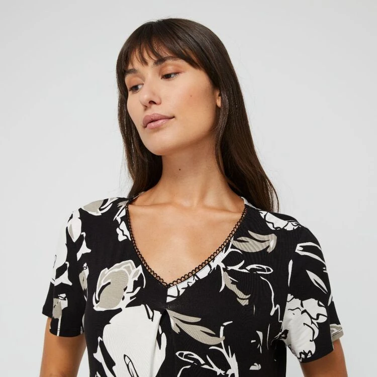 Jane Lamerton Women's Moonflower Nightie Black & Print 4 Jane Lamerton Women's Moonflower Nightie Black & Print - Image 2