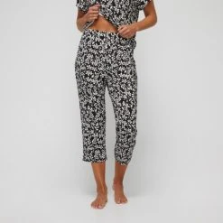 Jane Lamerton Women's Camellia Cropped PJ Pant Black White -Savannah Shop BP641019005 blk wht