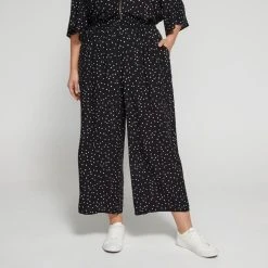 Khoko Plus Straight Leg Pant Black, White & Spot -Savannah Shop BP641038006 blk wht spt