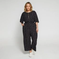 Khoko Plus Straight Leg Pant Black, White & Spot -Savannah Shop BP641038006 blk wht spt 3