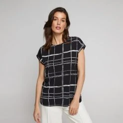 Jane Lamerton Grid Top Black & White 7 Jane Lamerton Grid Top Black & White -Savannah Shop BP641064005 blk wht