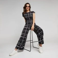 Jane Lamerton Wide Leg Pant Black & White -Savannah Shop BP641065001 blk wht 2