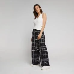 Jane Lamerton Wide Leg Pant Black & White -Savannah Shop BP641065001 blk wht