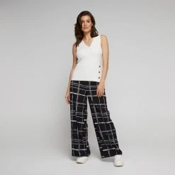 Jane Lamerton Wide Leg Pant Black & White -Savannah Shop BP641065001 blk wht 4