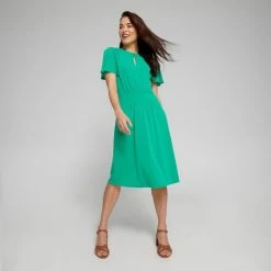 Jane Lamerton Fit And Flare Jersey Dress Green 11 Jane Lamerton Fit And Flare Jersey Dress Green -Savannah Shop BP641071005 green