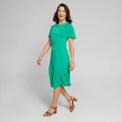 Jane Lamerton Fit And Flare Jersey Dress Green 9 Jane Lamerton Fit And Flare Jersey Dress Green -Savannah Shop BP641071005 green 3