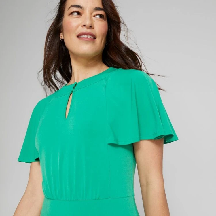 Jane Lamerton Fit And Flare Jersey Dress Green 4 Jane Lamerton Fit And Flare Jersey Dress Green - Image 2