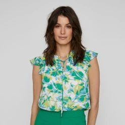 Jane Lamerton Ivory Print Ruffle Top Bloom