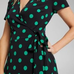 Jane Lamerton Spot Print Ruffle Front Jersey Dress Spot Print