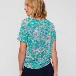 Khoko Smart Ruched Hem Jersey Top Paisley Print -Savannah Shop BP641095003 paisley prn 2