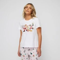 Looney Tunes Women's Short Sleeve PJ Tee White