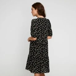 Khoko Smart Tiered Tunic Dress Dainty Print Black Black -Savannah Shop BP641323004 black 2