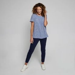 Khoko Smart Yoke Detail Blouse Dainty Print Bluebell Bluebell -Savannah Shop BP641324006 bluebell 3